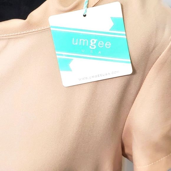 NWT! UMGEE Tan and Cream Sheer Panel High-Low Mini Dress Tunic (D349) - Picture 5 of 5